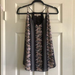 LOFT strappy tank floral and stripes pattern